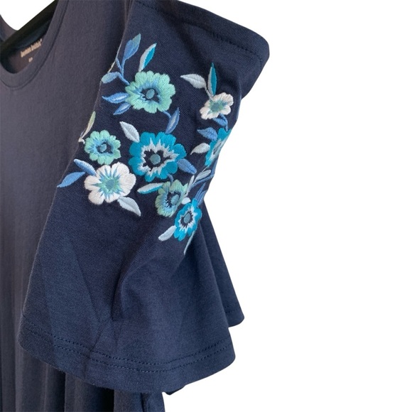 Woman Within Blue Cold Shoulder Floral Embroidered Sleeves Top Size 22/24 1X - Picture 3 of 6